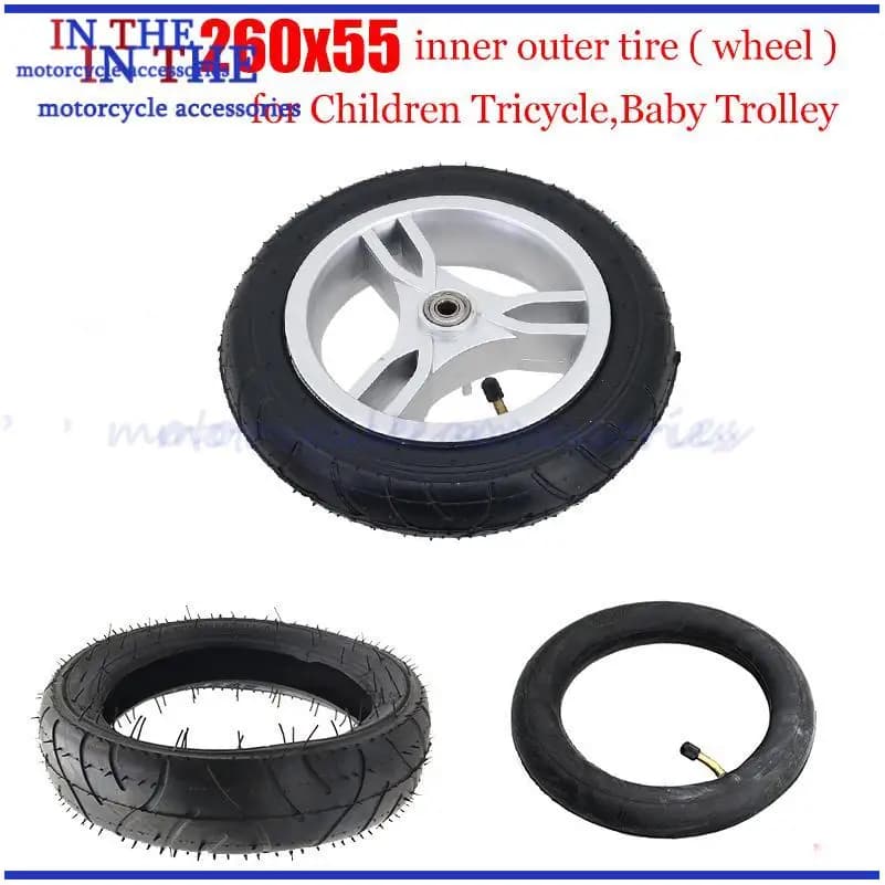 260x55 Outer Tire And Inner Tube Set for Children's Tricycle Baby Trolley Folding Baby Cart Electric Scooter - Wheel Repair Part