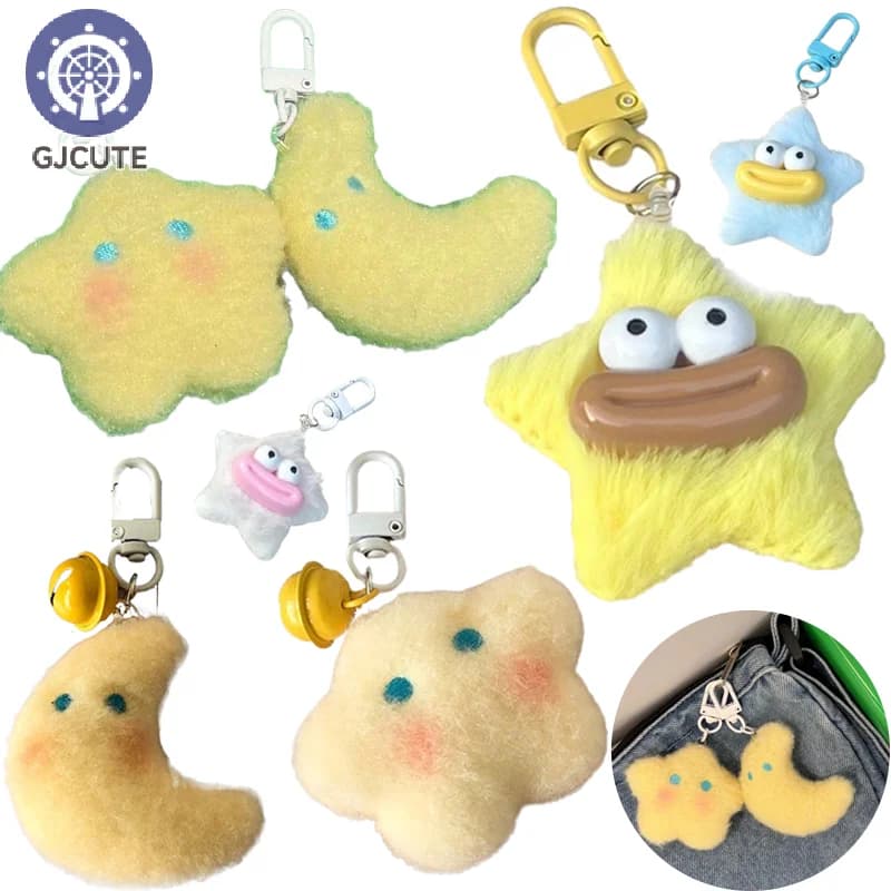 Charming Plush Moon Keychain, Perfect for Child's Backpack or Car Decor, Great Gift Idea.