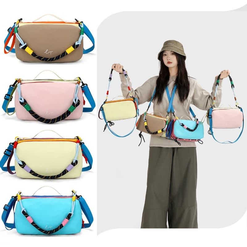 Summer New Arrival Dopamine Color Block Shoulder Bag Women Mountain Outdoor Portable Hand Crossbody Handbag