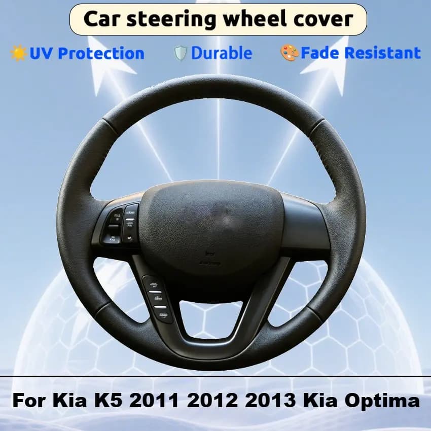 Sun Protection Steering Cover Blocks 95% UV Rays Ultrafine fiber leather Custom Fit Closely For Kia K5 2011 2012 2013 Optima