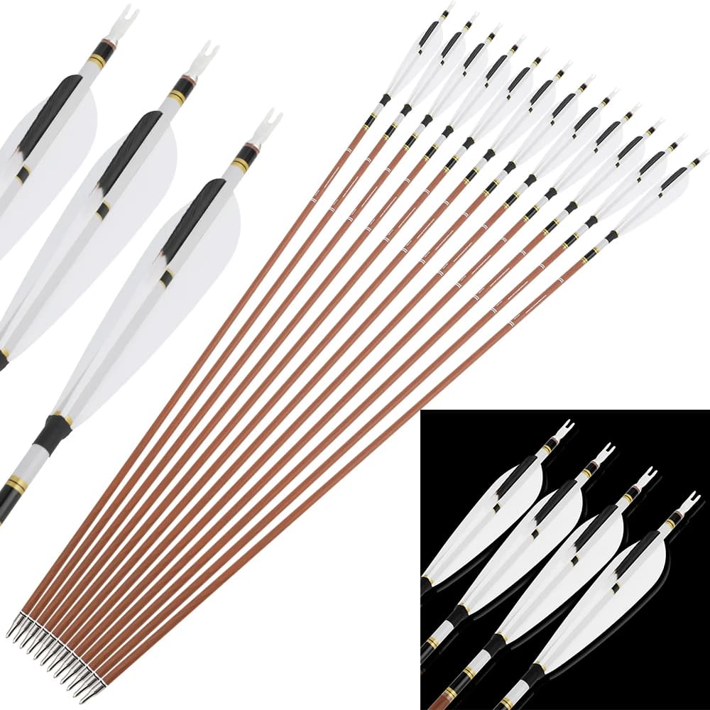 6/12pcs Tiro con l'arco Frecce in carbonio puro SP 340-600 31 "ID6.2mm Albero Tiro con l'arco Recurvo Arco composto Caccia Tiro Al Bersaglio Sport
