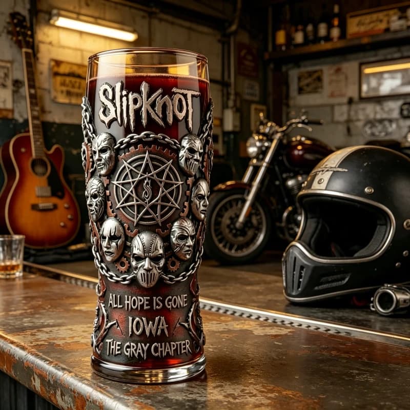 Boccale da Birra con Tema Slipknot, Articolo per Fan del Heavy Metal, Collezione in Stile Industriale Dark