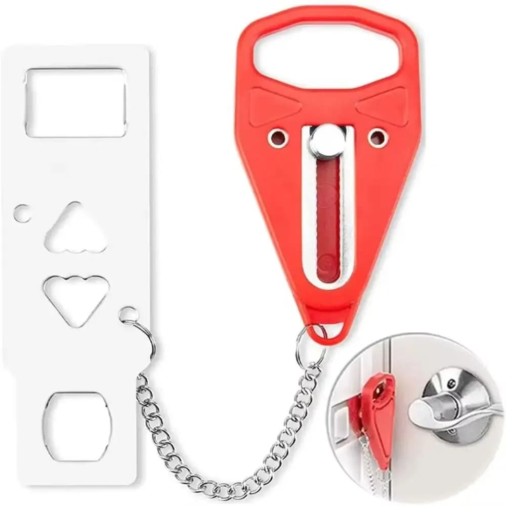 Double Hole Portable Door Lock Battery-Free Anti Theft Anti-theft Chain Lock Metal Lock Sleep Safety Security Door Lock