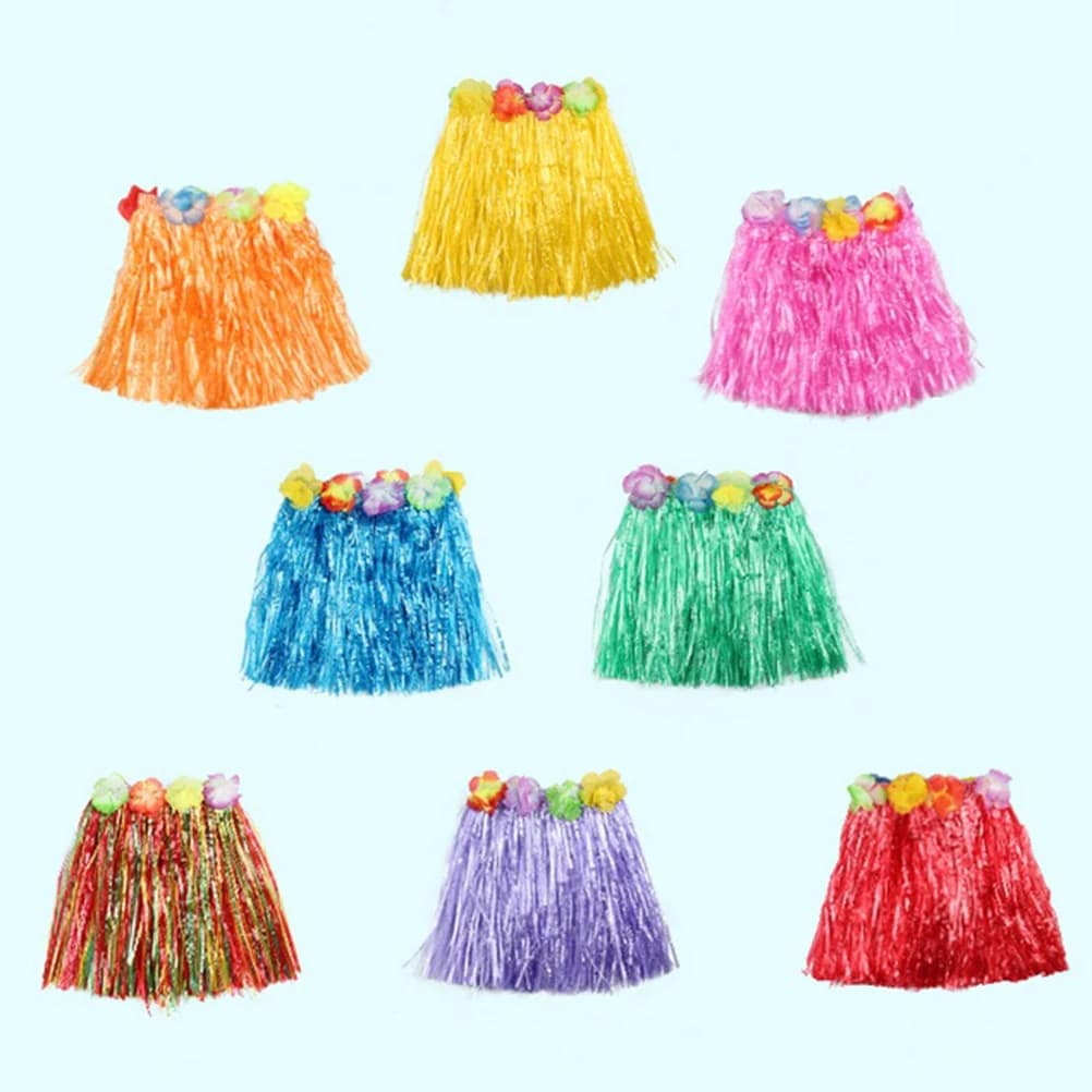 Bambini ragazzi ragazze Hawaiian Hula Grass Beach gonna Flower Wristband Party Dress Hot