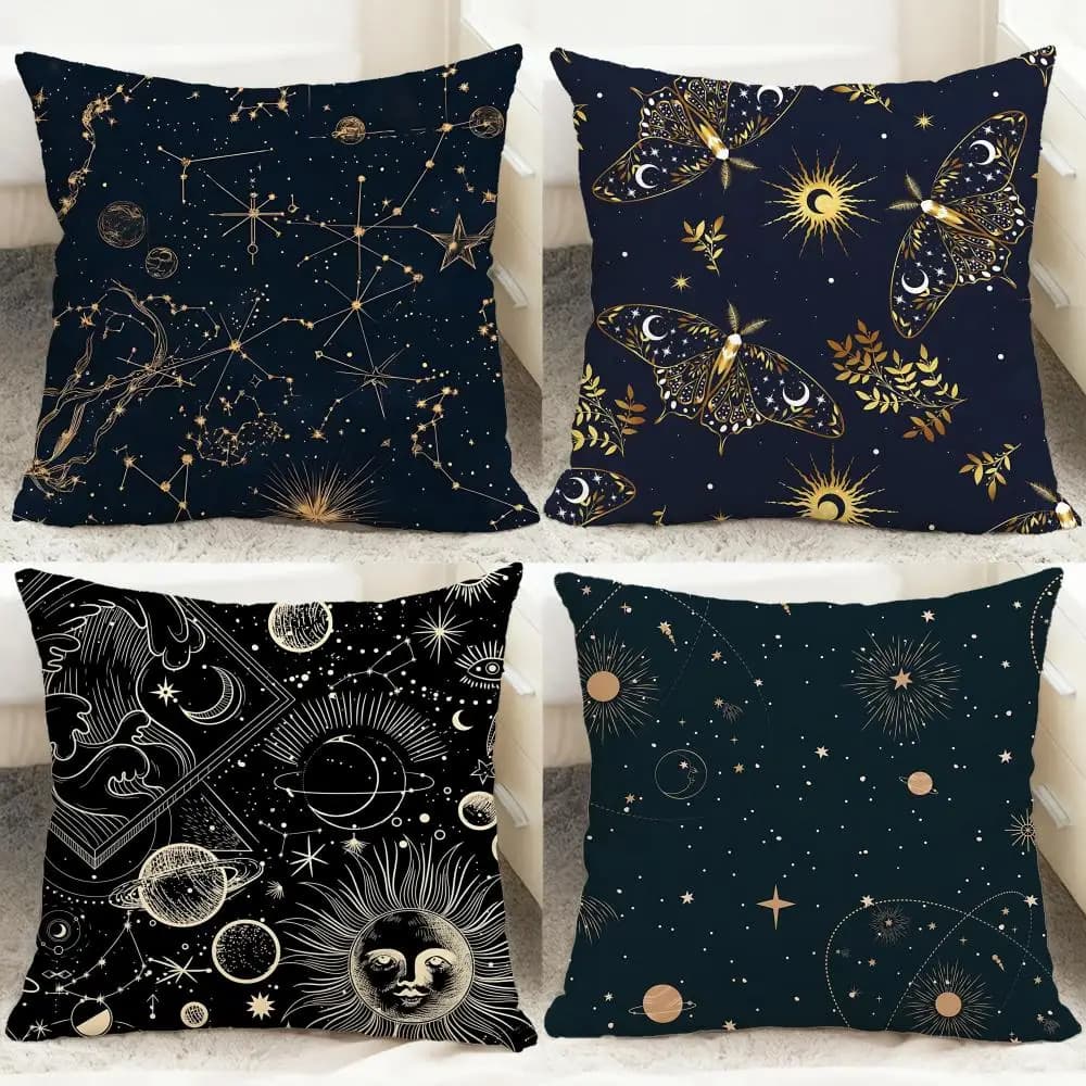Fodera per cuscino con motivo costellazione, comoda fodera per cuscino reversibile, ideale per auto, divano, camera da letto e altro ancora