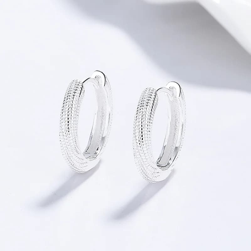 S999 Pure Silver Hoop Earrings for Women Minimalist Light Luxury Simple Elegant Ear Rings Fashion Daily Ear Jewelry