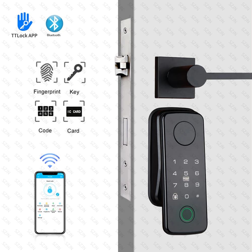 TTLock Auto Smart Fingerprint Lock Smart Lock Handle/Door Sensor APP Remote Unlock Easy Install No Punching No Wiring