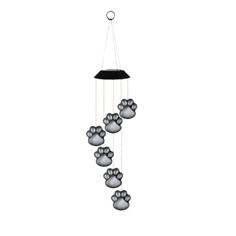 AEE8-Solar LED Wind Chime Lamp Paws Print Solar Wind Chime Dog Pet Pawprint Solar IP65 Waterproof Hanging