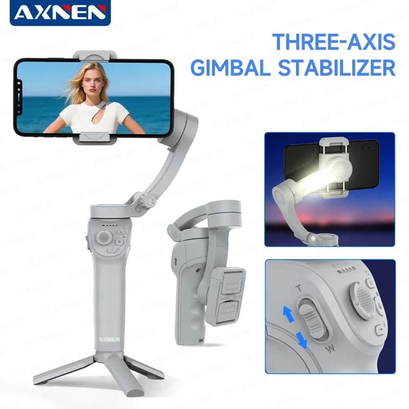 AXNEN HQ6 3 Axis Portable Smartphone Stabilizer with iPhone Xiaomi Samsung Huawei Video Recording