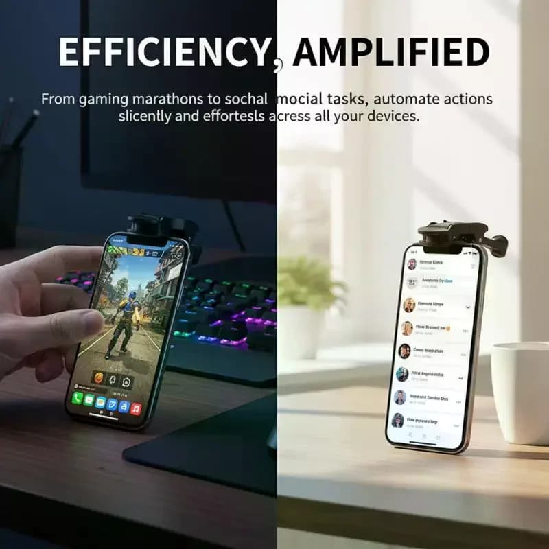 Dispositivo automatico per fare clic sullo schermo dello smartphone, strumento regolabile per fare clic su giochi, app, streaming live e toccare ripetutamente.