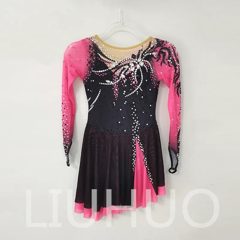 LIUHUO Abito per Pattinaggio Artistico su Ghiaccio per Ragazze Donne Adolescenti Elasticizzato in Spandex per Competizione Vendita all'Ingrosso BD8022