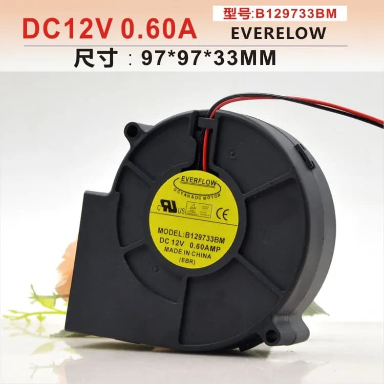 EVERELOW B129733BM Ventola di raffreddamento a 2 fili CC 12 V 0,60 A 97 x 97 x 33 mm