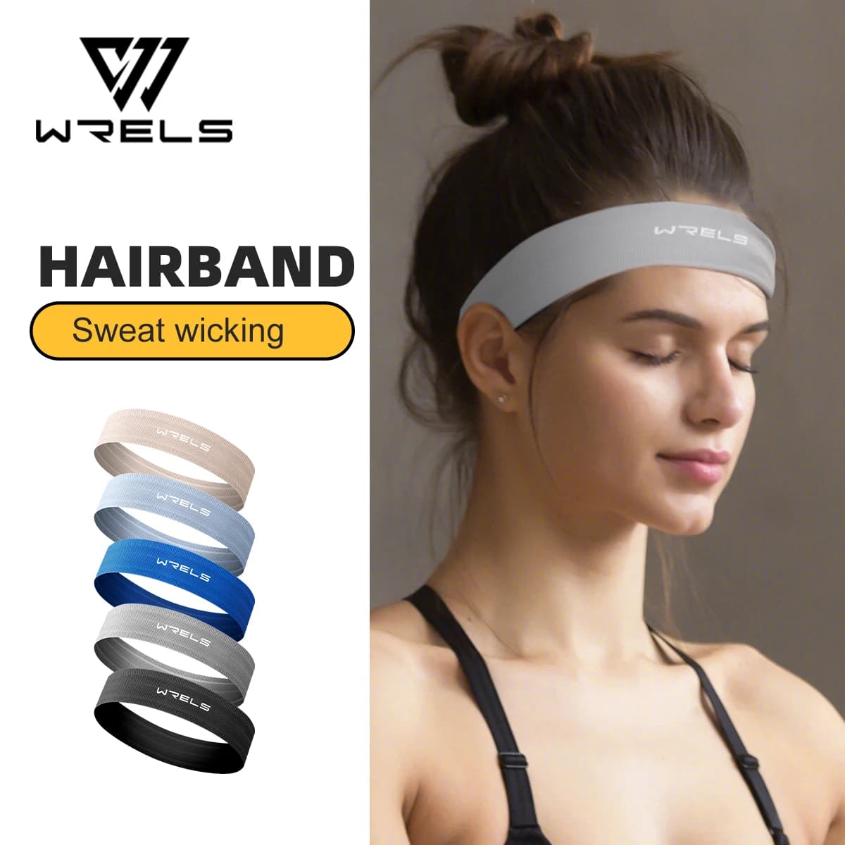 Fasce per capelli sportive WRELS per corsa, yoga, fitness, basket, anti-sudore, antiscivolo, traspiranti