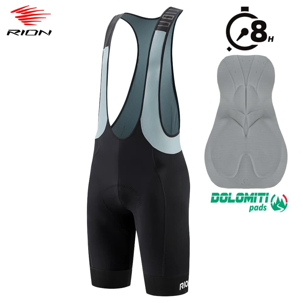 RION Pantaloncini con bretelle da ciclismo da uomo Mountain Bike MTB Collant imbottiti Abbigliamento da bicicletta Bavaglini da equitazione Dolomiti 8H Traspirante a lunga distanza
