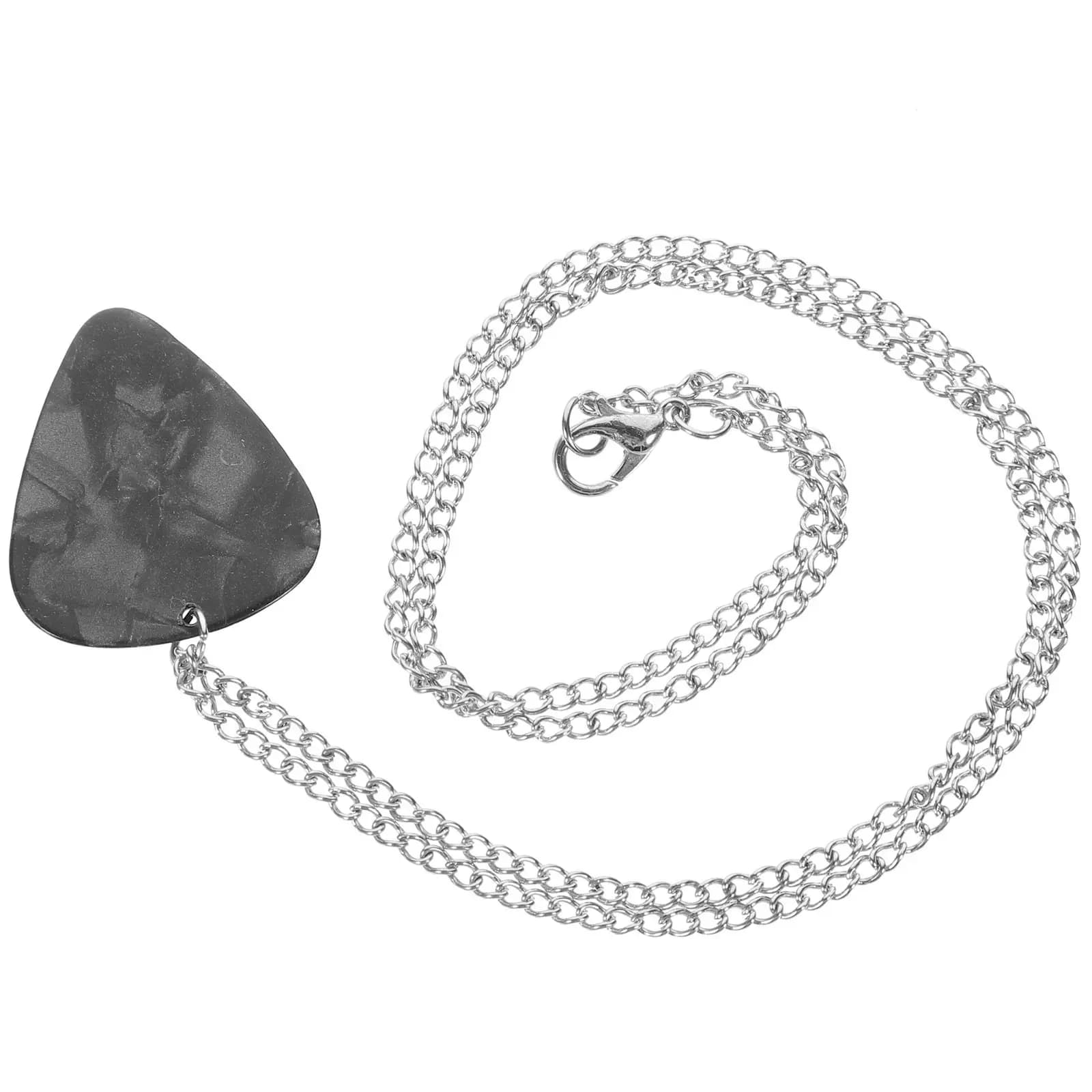Collana con plettro per chitarra in acciaio inossidabile, comoda per il pollice, ciondolo a forma di plettro per chitarra e basso, catena per plettro per musicisti, ideale per maglioni