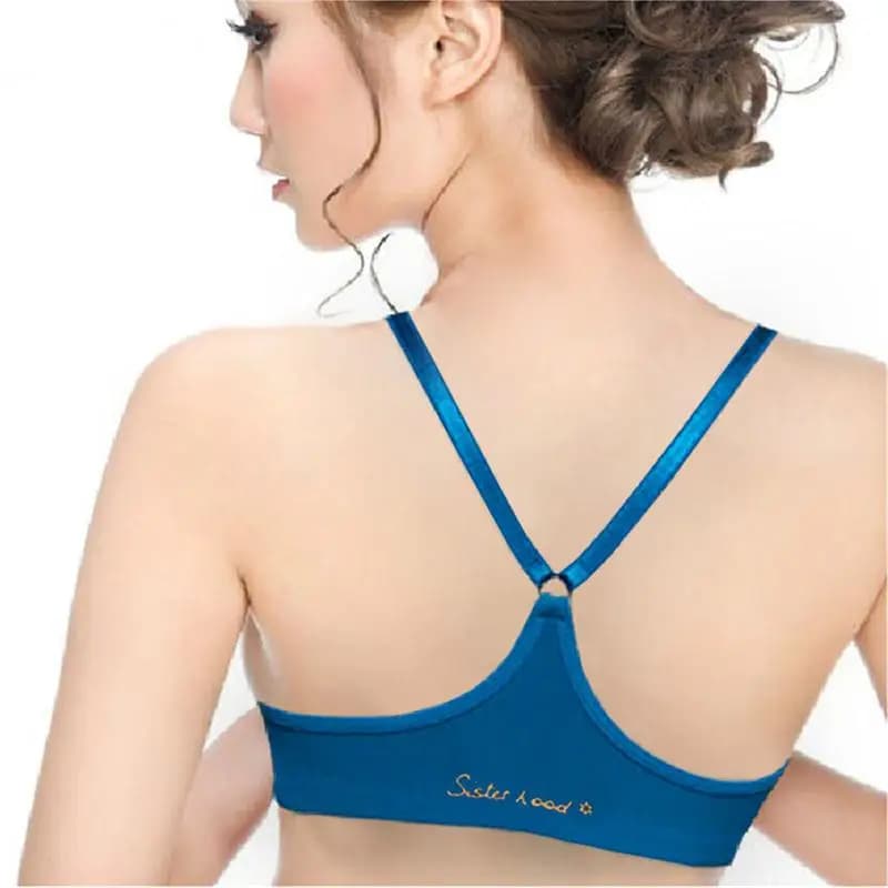 Spring and summer style slim front buckle sexy beautiful back deep V American neckline Solid color with steel ring polished Y-shaped bra
