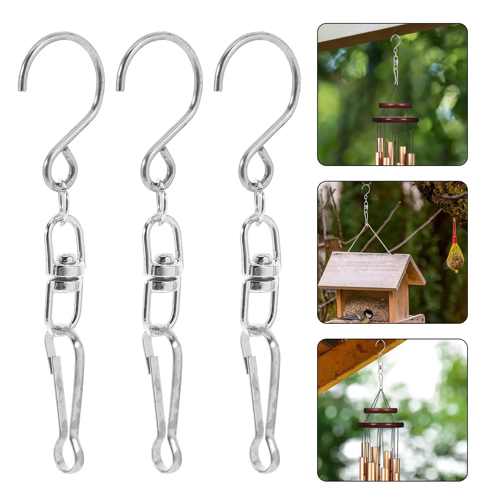 10Pcs Universal Rotating Wind Chime Hooks Heavy Duty Outdoor Swivel Hooks for Hanging Wind Spinners Dream Catchers Crystal