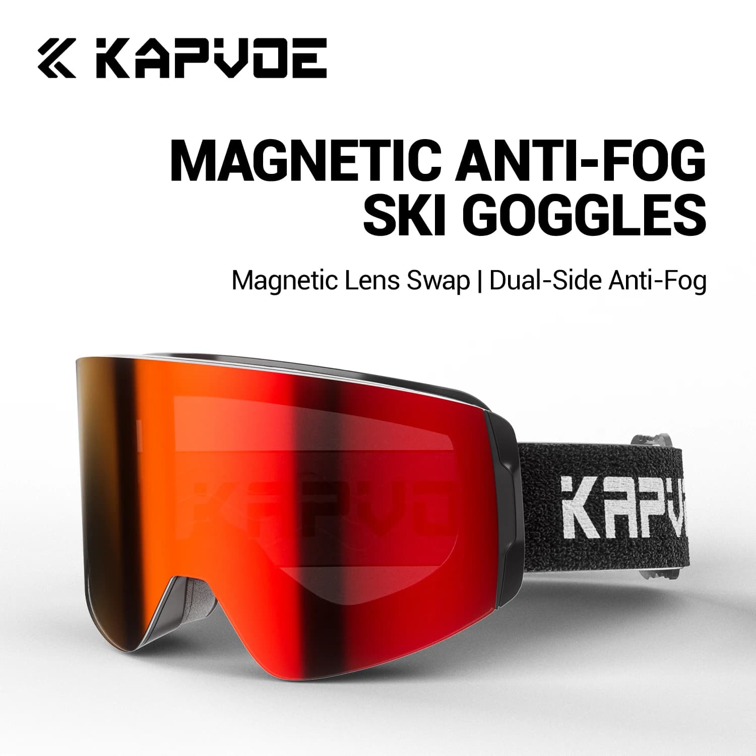 Kapvoe Occhiali da neve Occhiali da snowboard Maschera da sci per uomo Donna Kit lenti antiappannamento Protezione UV400 Occhiali da sci motoslitta
