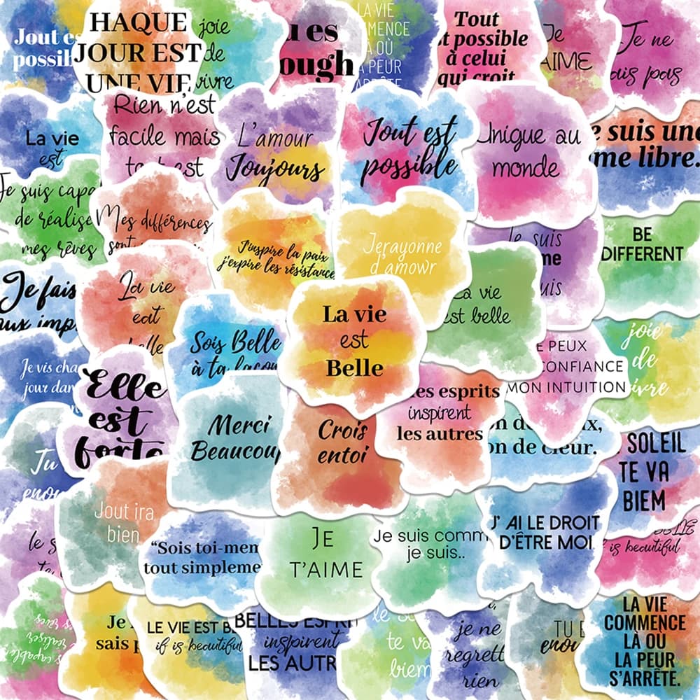 50 pezzi adesivo acquerello ispiratore decalcomania graffiti estetica per computer portatile chitarra scrapbook telefono adesivo fai da te giocattolo regalo