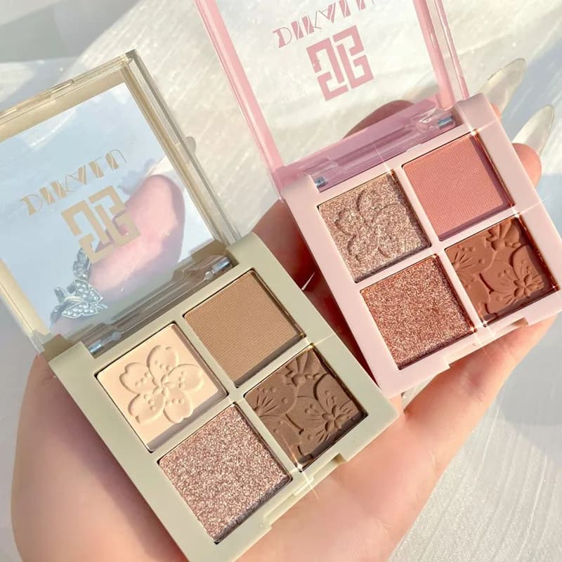 Palette Ombretti Opachi Perlati Peach Blossom Grandma Gray 4 Colori, Effetto Sfumato Scuro per Uso Quotidiano Femminile