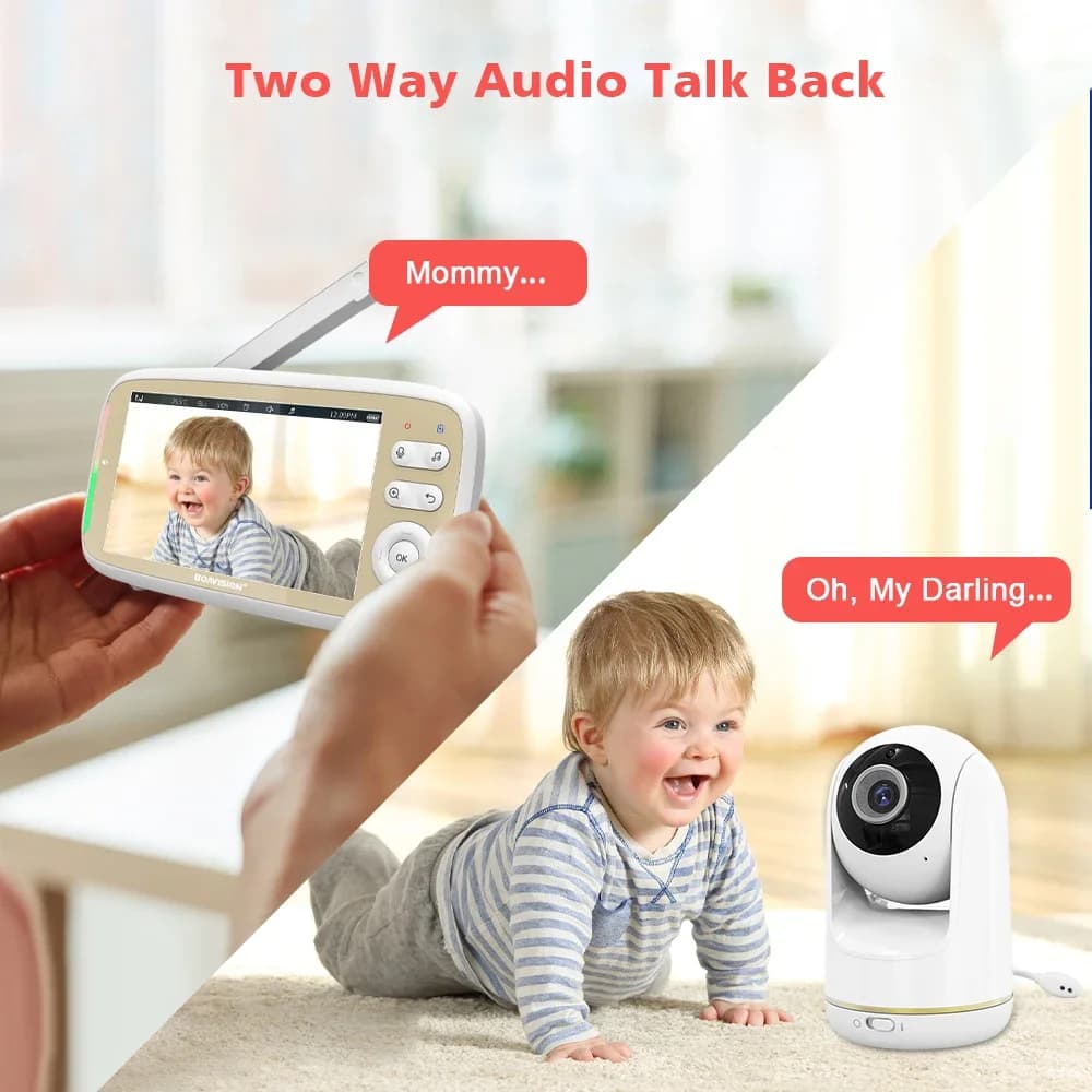 VB803 Baby Monitor 720P Babysitter Schermo da 5 pollici Wireless PTZ Video Nanny Telecamera di sicurezza Visione notturna VOX Monitor di temperatura