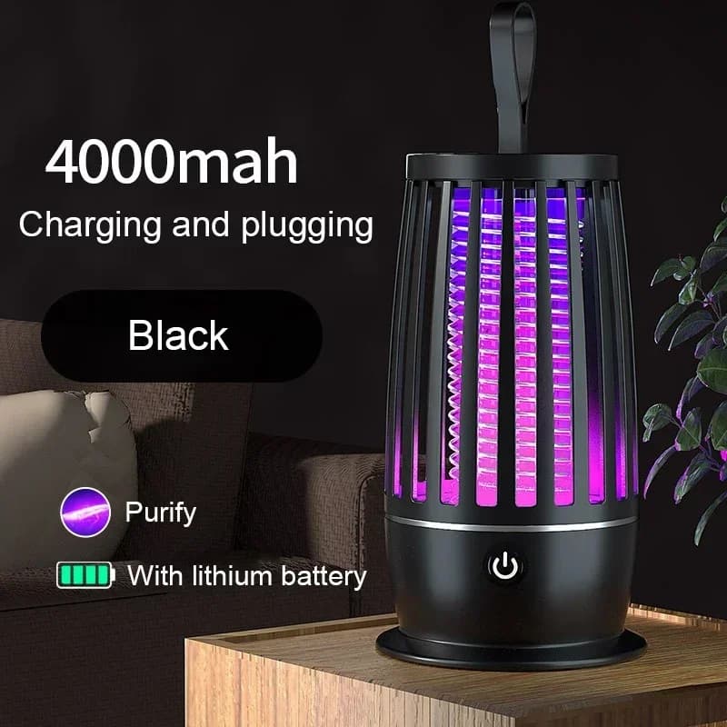 Lampada Antizanzare Silenziosa, Repellente Elettrico per Insetti, Trappola per Insetti con Ricarica USB e Collegamento a Presa, Uso Singolo o Connesso alla Rete Elettrica