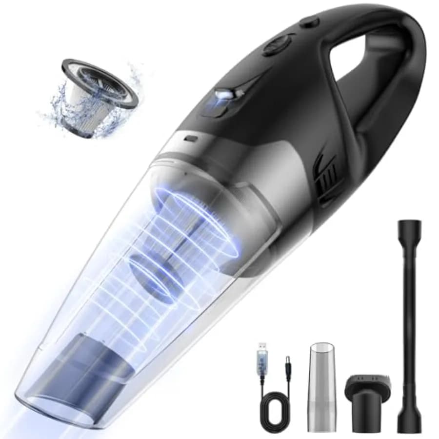 Aspirapolvere Portatile Senza Fili Ricaricabile 3-in-1 per Auto con Ricarica USB e Luce LED HEPA F