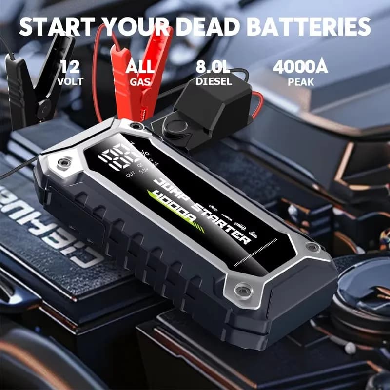 Avviatore di Emergenza Portatile per Auto 20000 mAh 4000A con Power Bank 12V