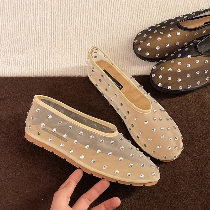 Scarpe da donna Mary Jane in rete da pesca traspirante Primavera Autunno Comfort Ladies Casual Slip On Ballerine