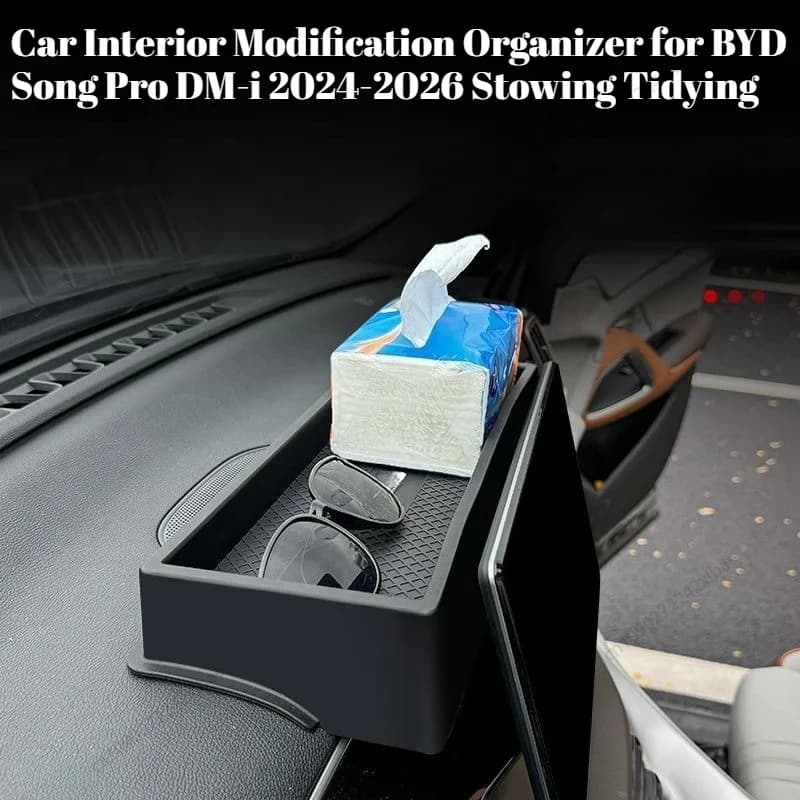 Organizer in Silicone per Cruscotto Dietro lo Schermo, Scatola Portaoggetti per Modifiche Interne Auto BYD Song Pro DM-i 2024-2026