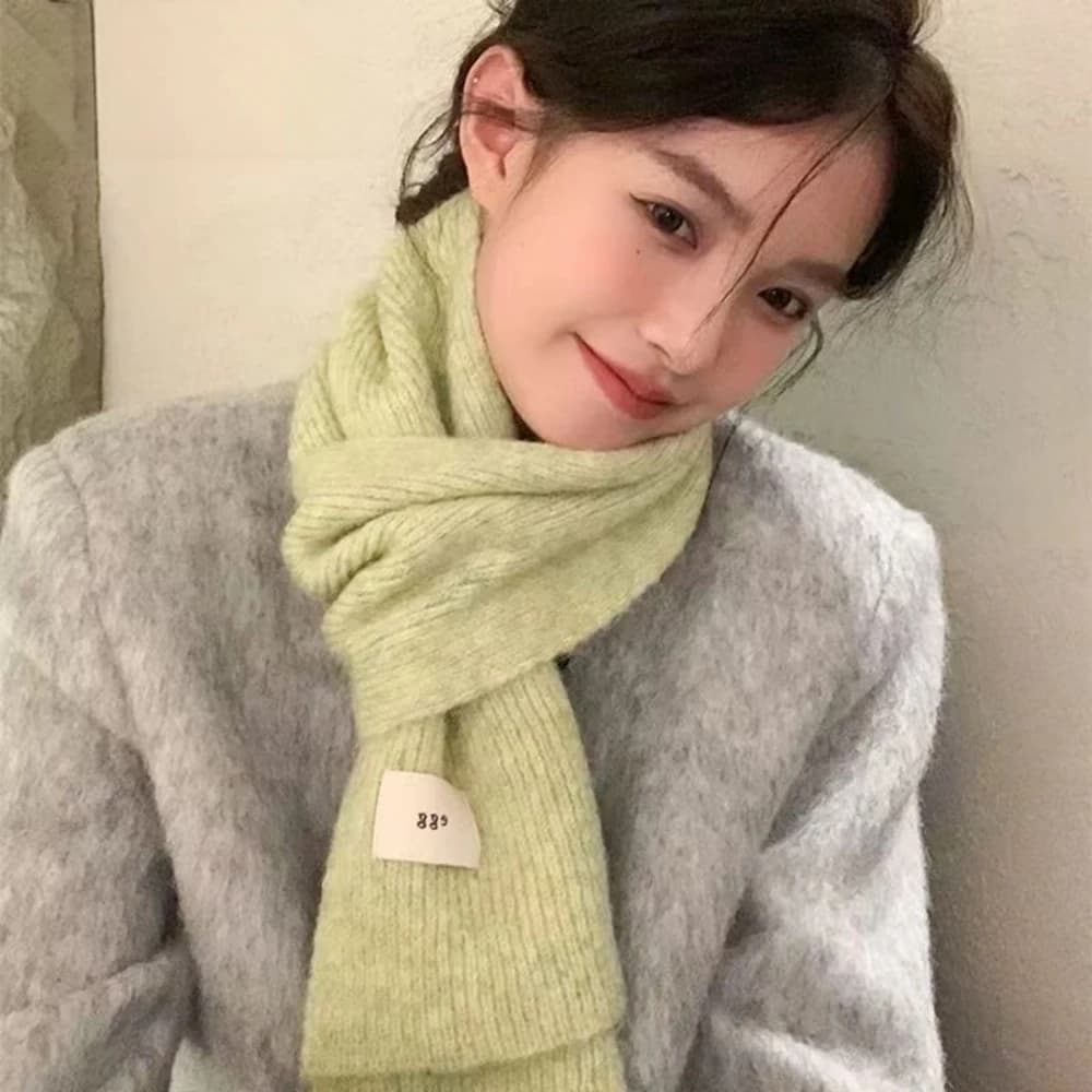 Winter New Woolen Knitted Solid Color Scarf Female Versatile Cold-proof Shawl Women's Thickened Warm Scarves Apparel Accessories