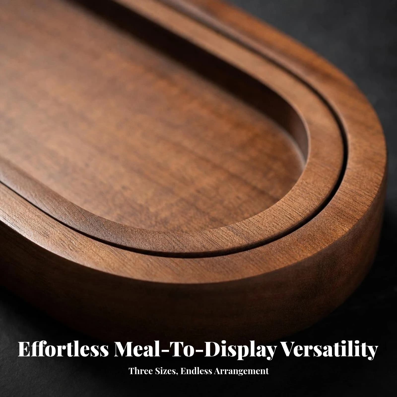 3 Pieces Oval Rosewood Tray Decorative Oval Serving Tray Nesting Trays Smooth Sturdy for Coffee Service, Countertop Organization