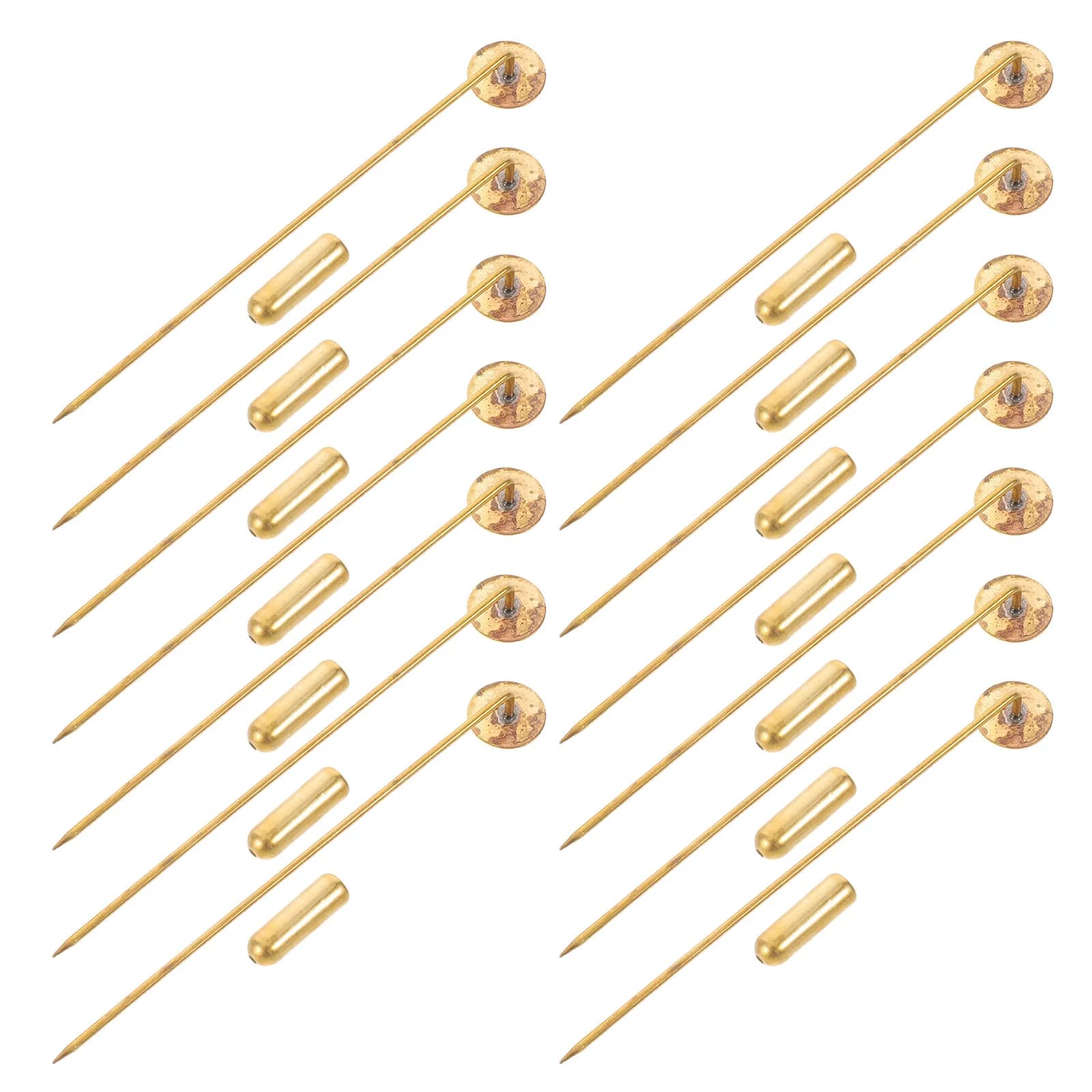 50Sets Copper Lapel Pins Flat Round Tray Blanks for DIY Jewelry Making Suit Tie Hat Scarf Badge Brooch Craft Accessories