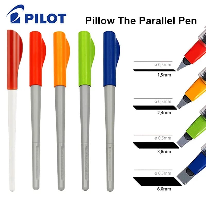 Pilot Calligraphy Fountain Pen Ink Sacs Set Flat Metal Nib Parallel Art Font Drawing Pen Gradient Color Mixing Creative Supplies