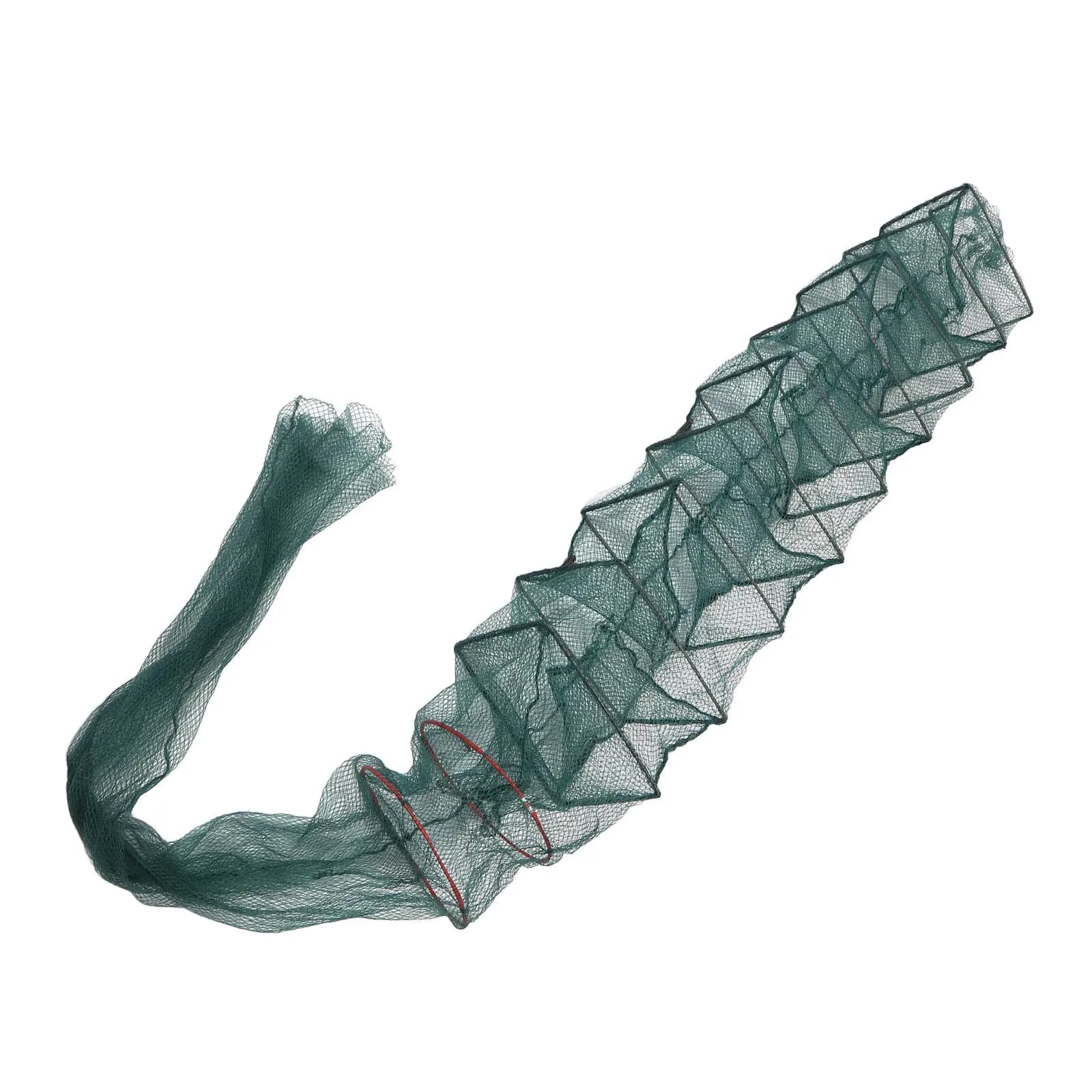Collapsible Fishing Cage Basket Foldable Crawfish Net Nylon Multi Layer Portable Fish Holder for Freshwater Saltwater Shrimp