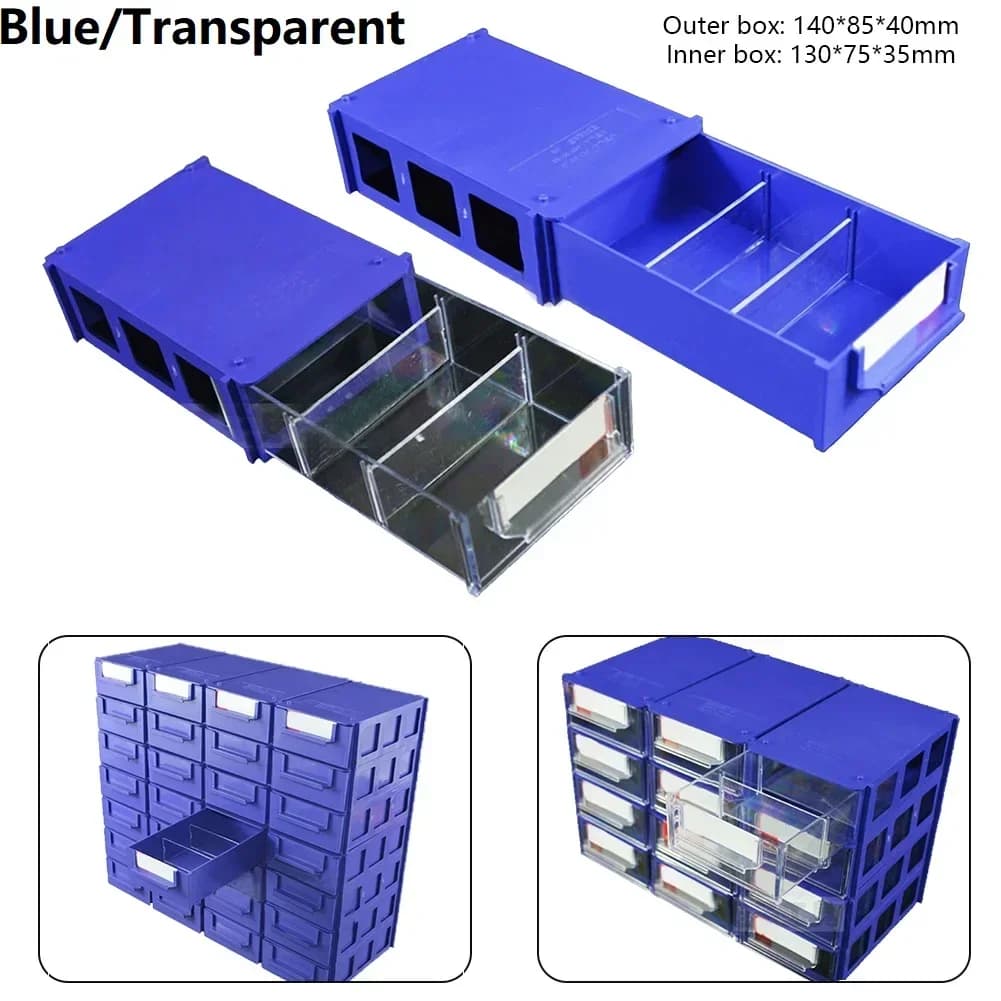 2 pezzi impilabili in plastica parti hardware scatole di immagazzinaggio viti componenti scatola degli attrezzi armadio combinato cremagliera cassetto scatola strumenti