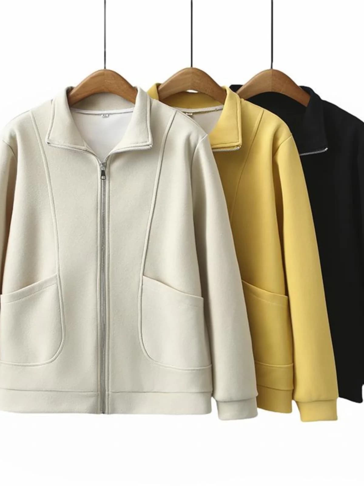 Cardigan Aperto in Tinta Unita Primavera Autunno 2025, Felpa da Donna Taglie Forti, Giacca Casual con Collo Alto