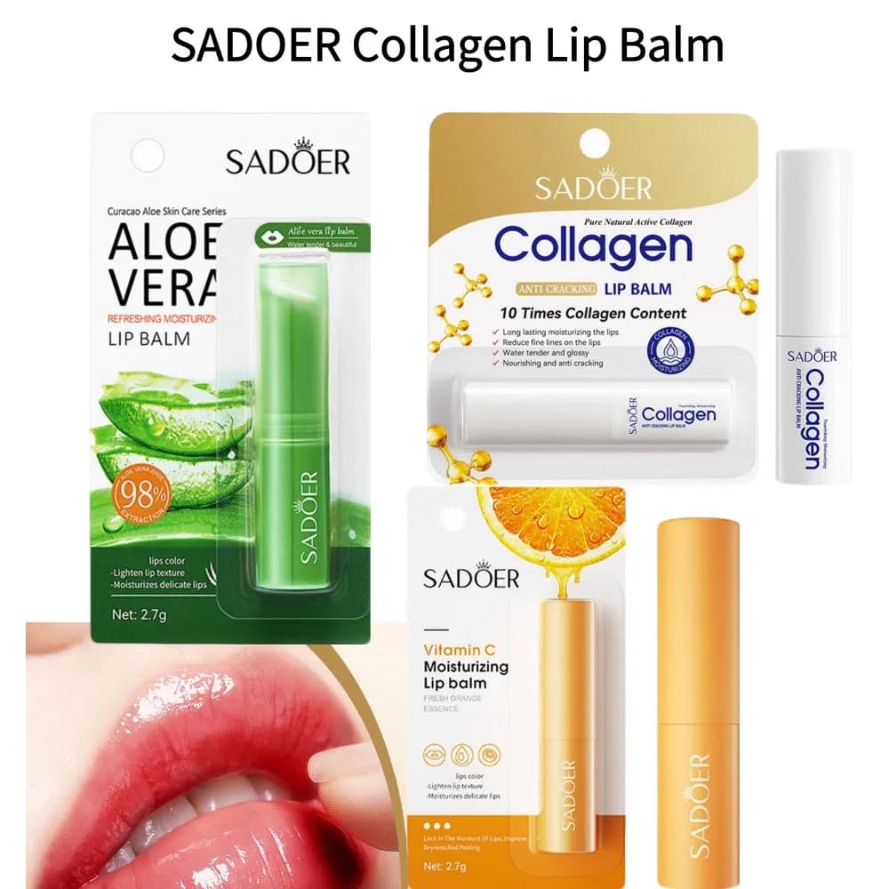 SADOER Moisturizing Nourishing Lip Balm Collagen Lipstick Repair Daily Care Lasting Hydrating Anti Crack Reduce Lip Wrinkles