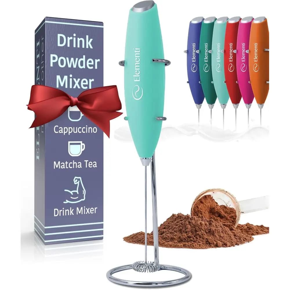 Frullatore Elettrico Portatile - Mixer Manuale per Bevande in Polvere e Frullati Proteici - Verde Menta