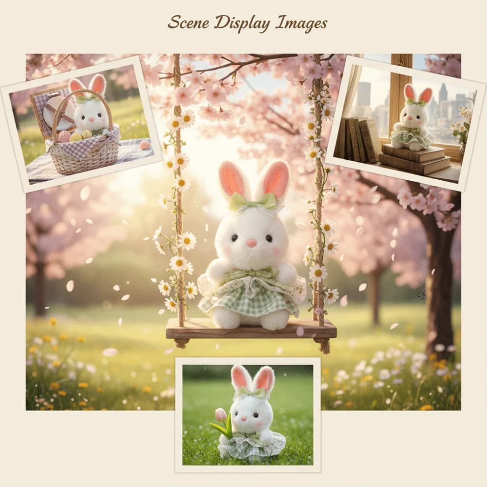Stuffed Animal Soft Rabbit Floral Pattern Big Bow Dress Stuffed Rabbit 17cm Lace Dress Bunny Pillow