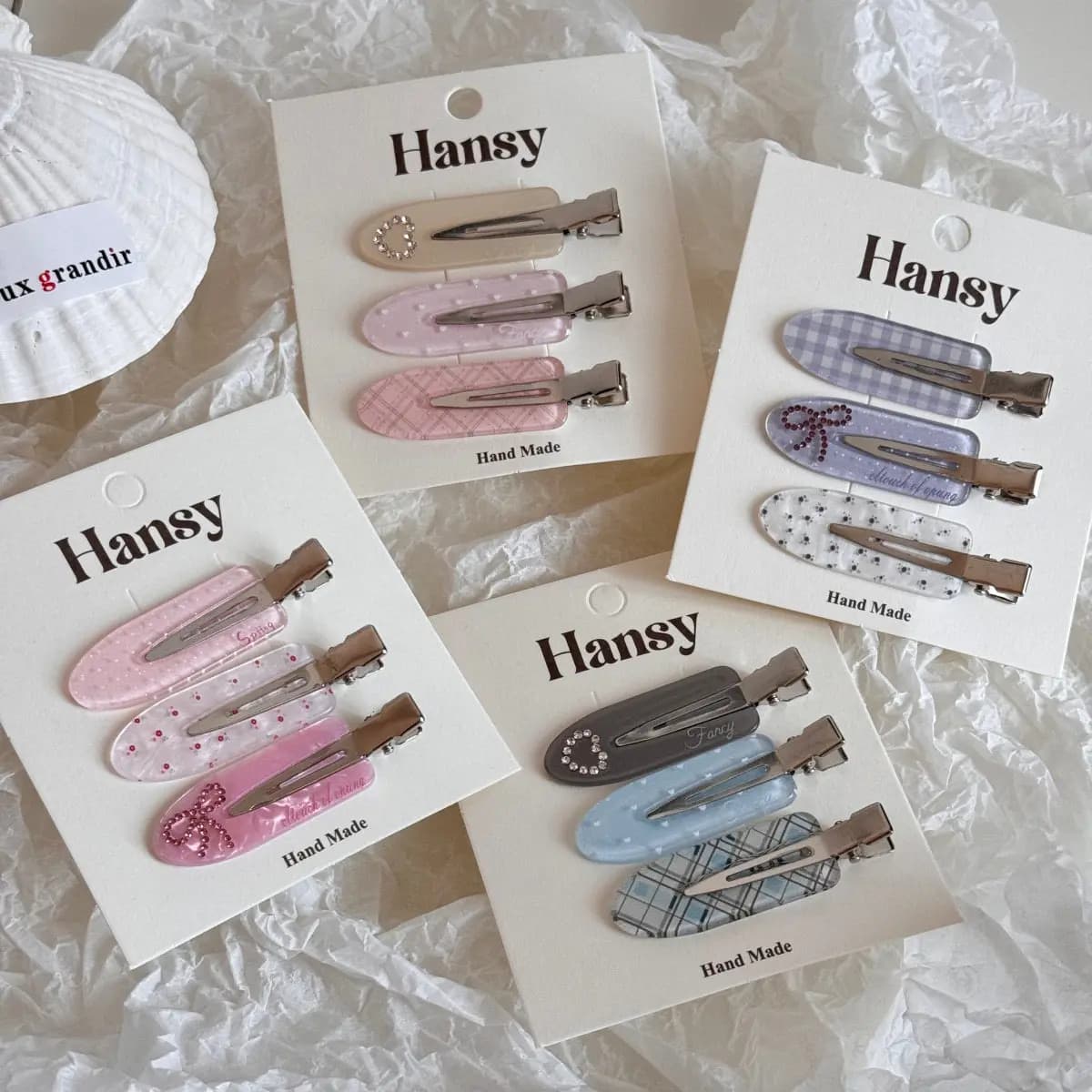 Sweet Pastel Bow No Bend Hair Clip Pack Plaid Glitter Water Drop Duckbill Side Bang Hair Pins Minimalist Daily Hair Decor