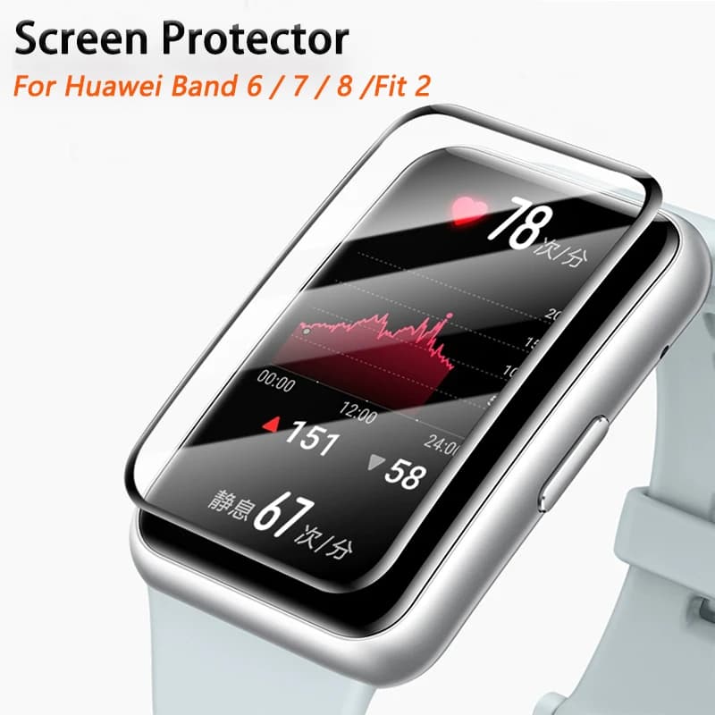 Pellicola protettiva con bordo curvo per Huawei Watch Fit 2 Pellicola proteggi schermo non in vetro per Huawei Band 8 7 Honor 6 Pellicola protettiva