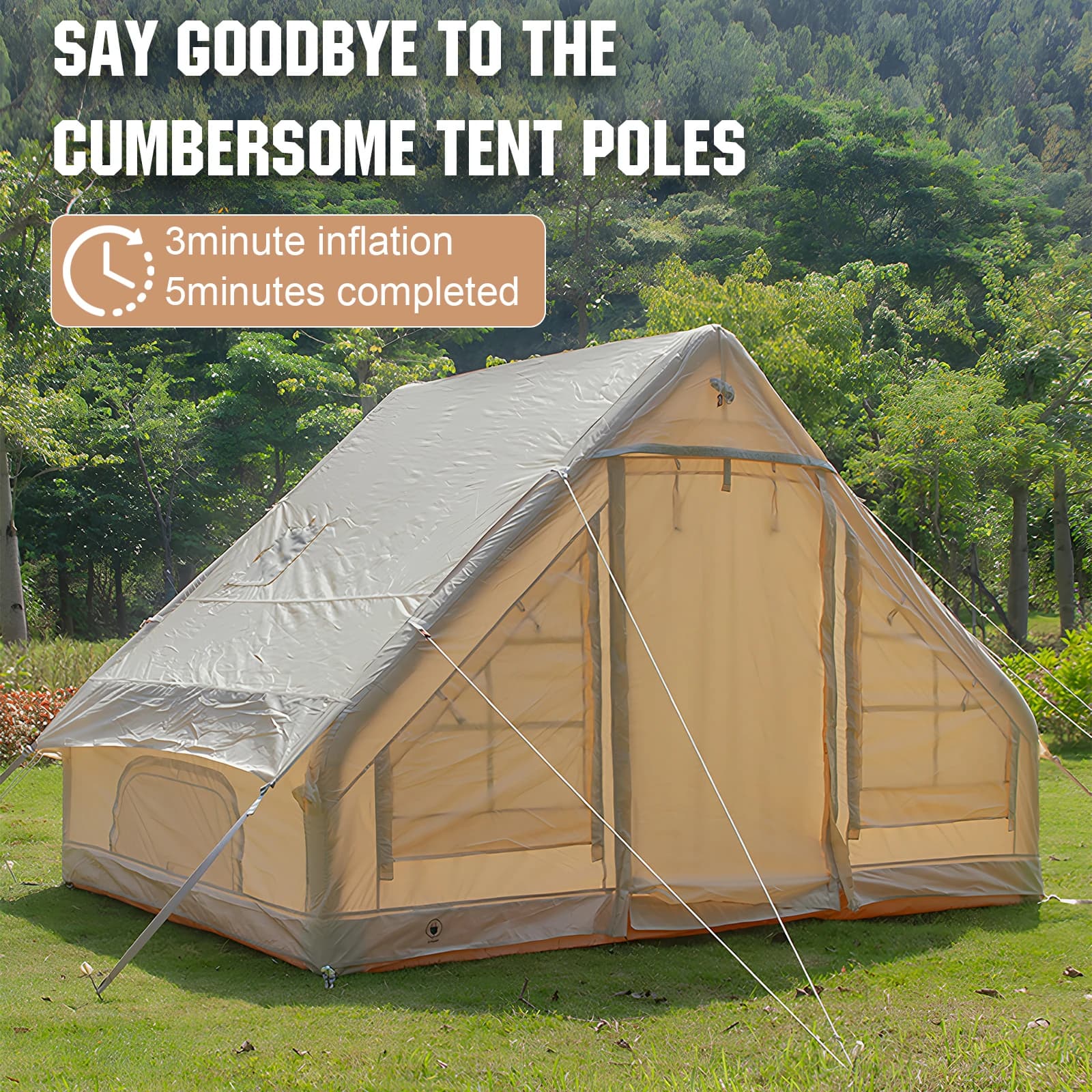 Tenda Glamping Portatile per 4-6 Persone con Pompa Manuale, Tenda da Campeggio Istantanea con Borsa per Adulti, Viaggi ed Escursioni