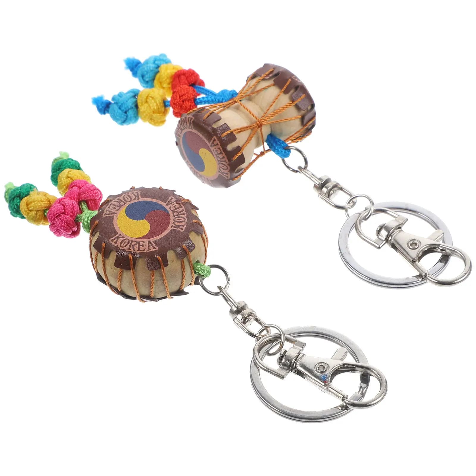 2Pcs Stylish Waist Drum Shaped Key Pendant Safe Material Bright Luster Decorative Chain for Bag Backpack Schoolbag Purse Luggage
