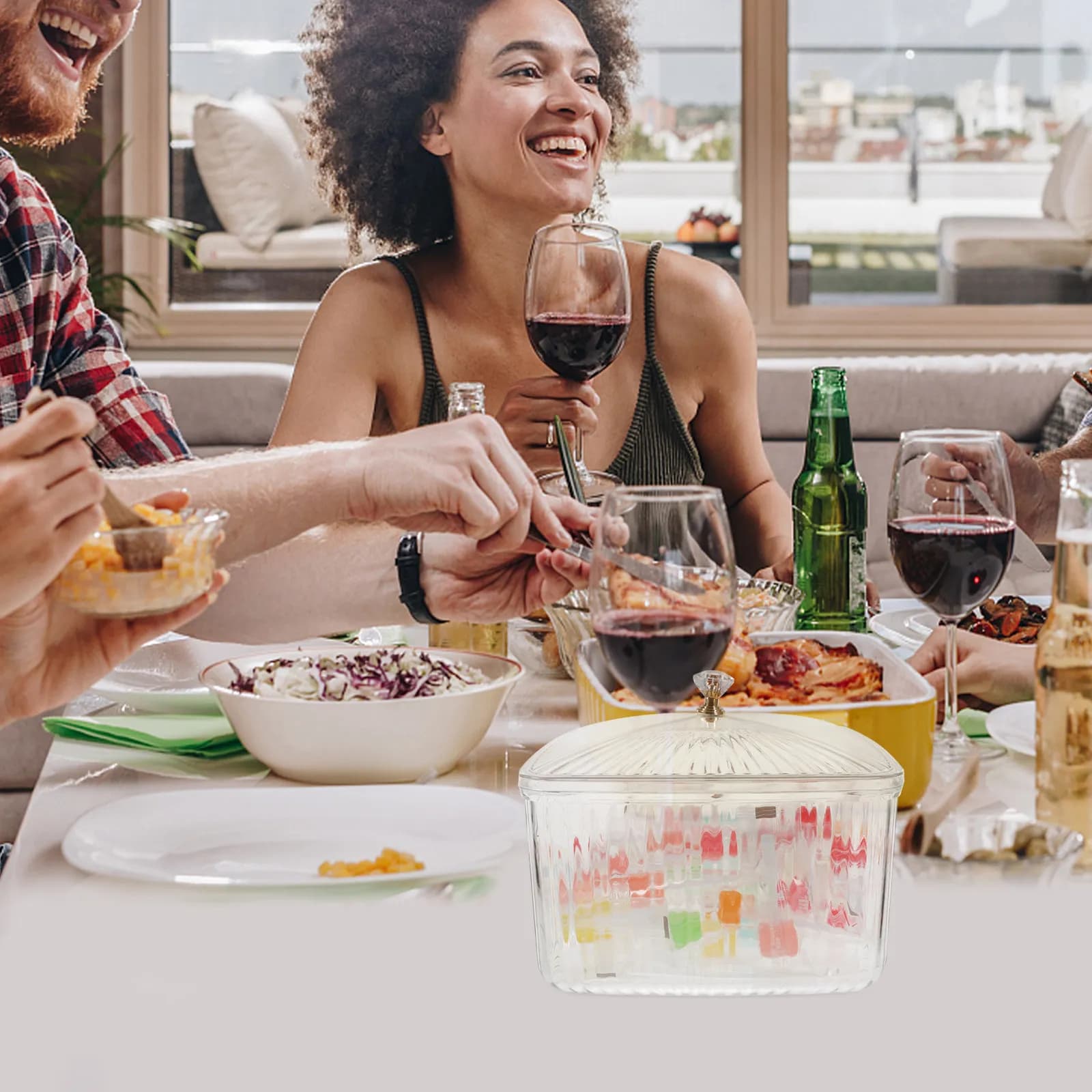 Contenitore per Alimenti Trasparente con Coperchio Ermetico a Bocca Larga per Dispensa, Snack, Frutta Secca, Cereali, Farina