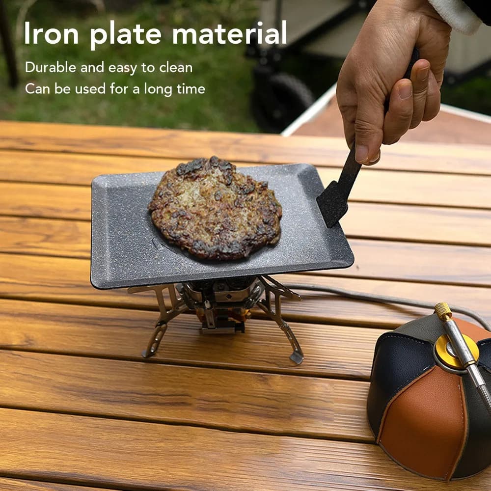 Iron Maifan Stone Frying Pan Black Rectangular Shape Mini Grill Pan Quick Heating Non Stick Coating Grill Plate
