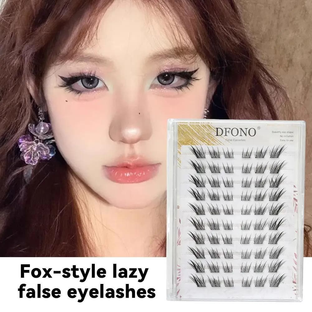 3D Clamps Effect Cat Eye, Fox Manga Style, Natural, Finte, 10-12mm, Extension Natural Eyelashes for Make-up