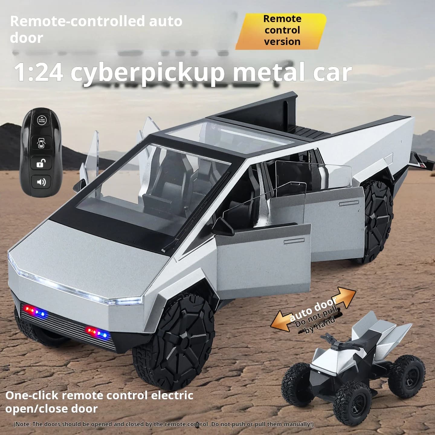 Modellino Auto in Lega 1:24 con Telecomando, Porte Elettriche, Stile Mecha, Luci e Suoni, Giocattolo in Metallo