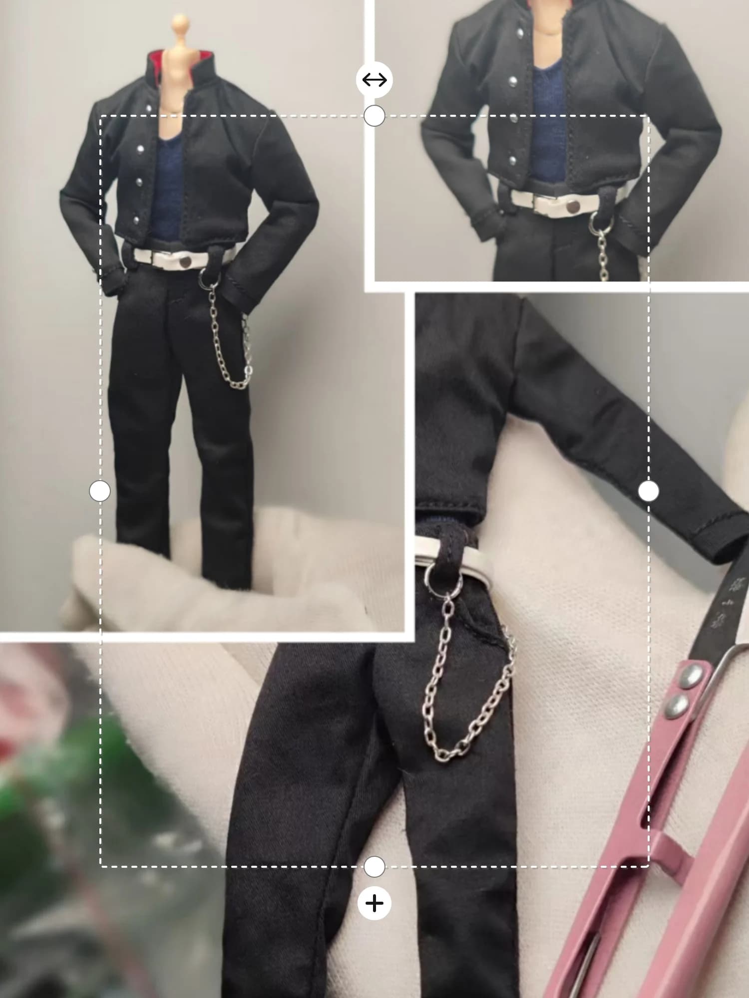 1/12 Scale Black Jacket Pants Blue Vest White Belt Silver Iron Chain College Uniform Set For 6inchs vtoys Action Figure Body