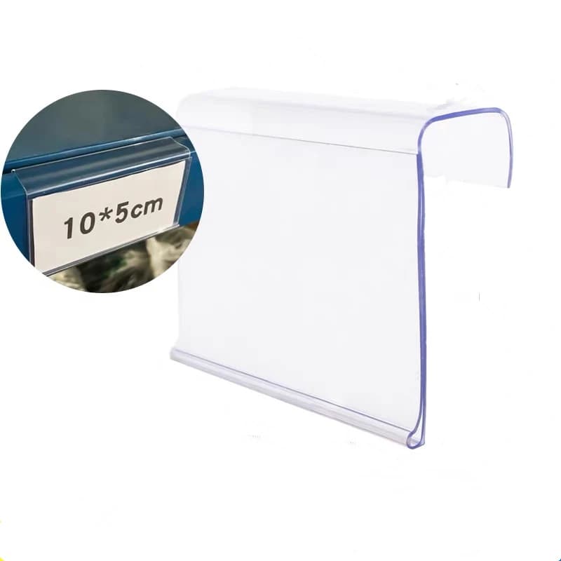 100 pezzi di etichette in plastica per appendere display, cartellino del prezzo, elenco carta, striscia dati, scaffale per supermercato, magazzino